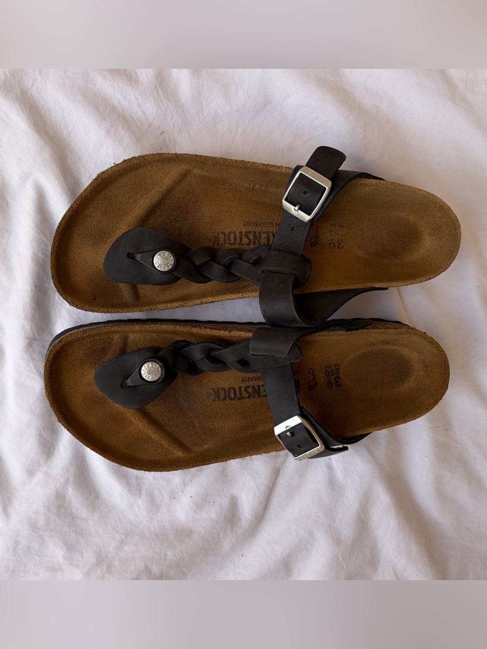 Birkenstock Gizeh Braided black leather thong toe post like new 39 EU Like new!!